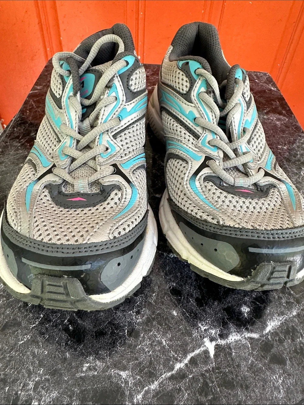 Avia Women's Gray and Teal Athletic Sneakers - Mesh Running Shoes